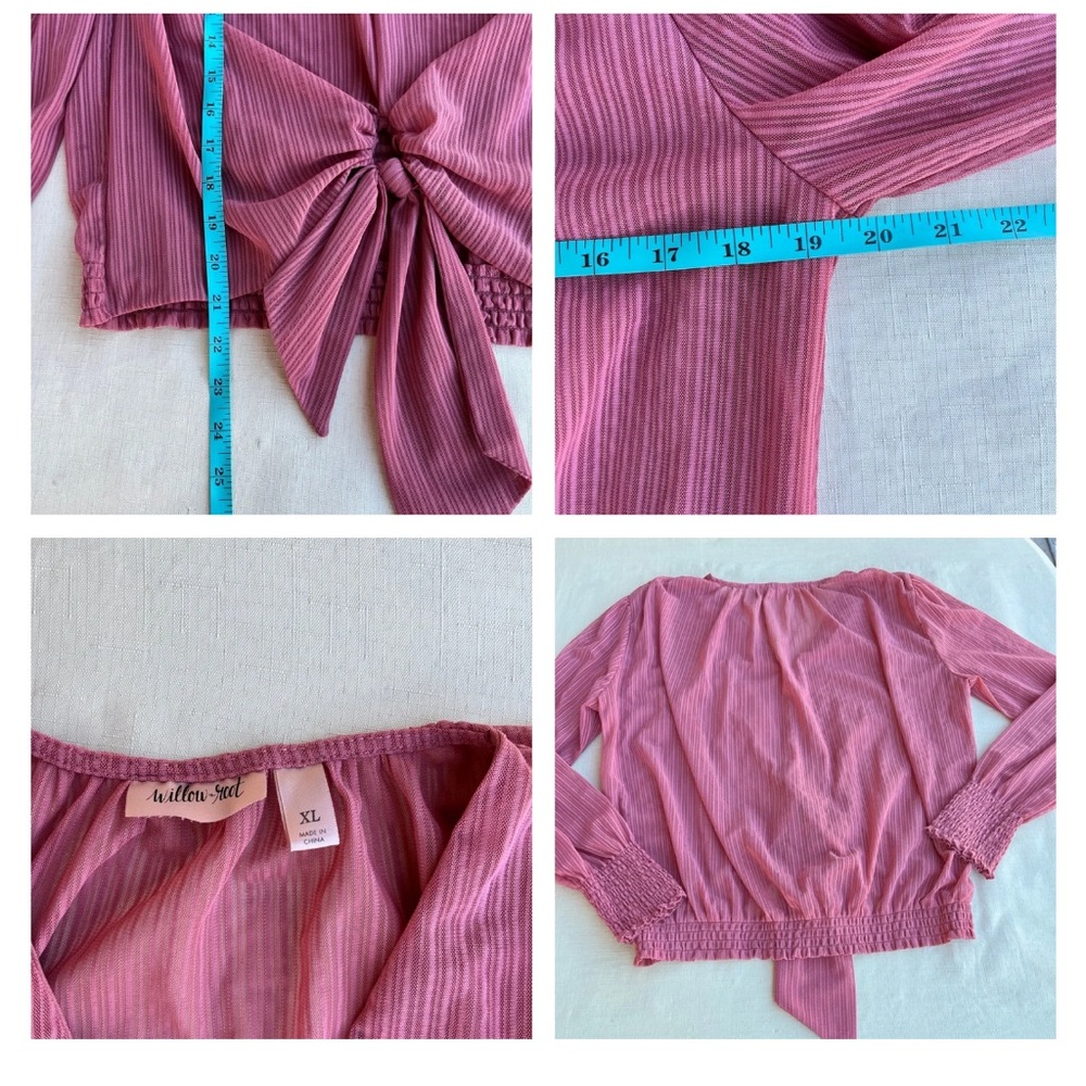 Willow & Root (Buckle) XL mauve striped mesh blouse - Picture 3 of 9